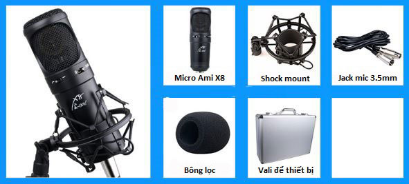 mic thu âm live stream cao cấp ami x8