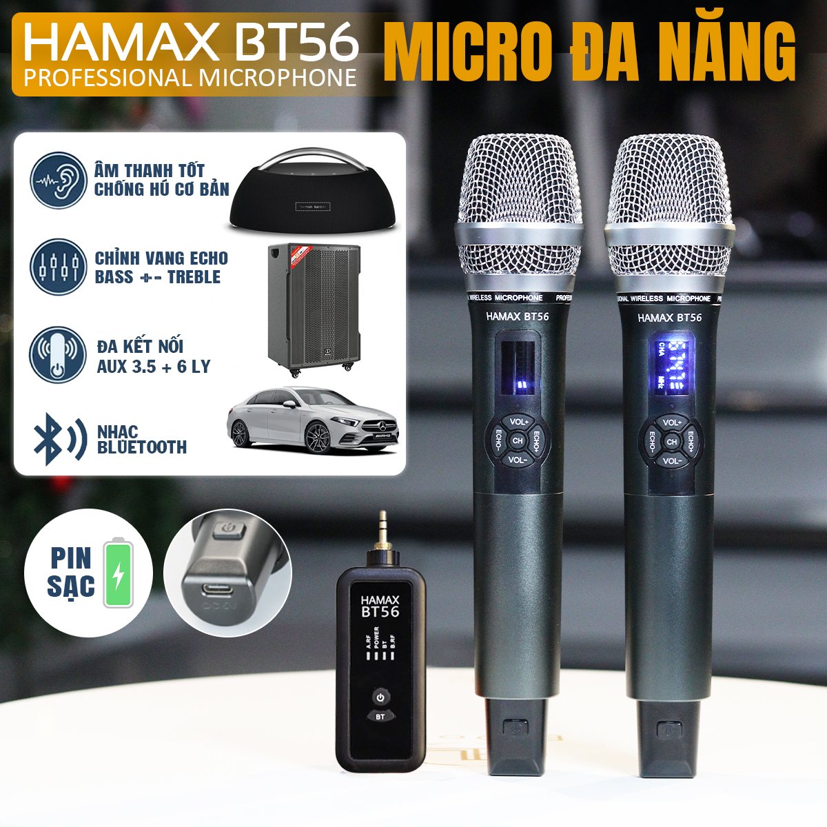Micro Hamax BT56 đa năng – Giải pháp karaoke di động tiện lợi, âm thanh cực chất